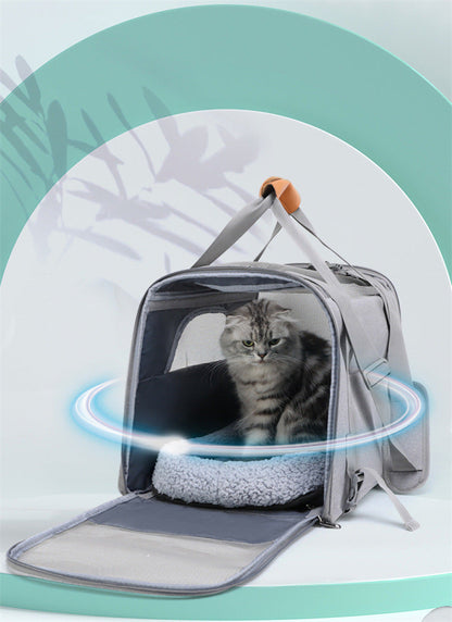 Foldable Soft-Sided Pet Carrier for Travel - Fits Cats & Small Dogs Under 6kg, with Removable Plush Bed & Shoulder Strap(pink) Tristar Online