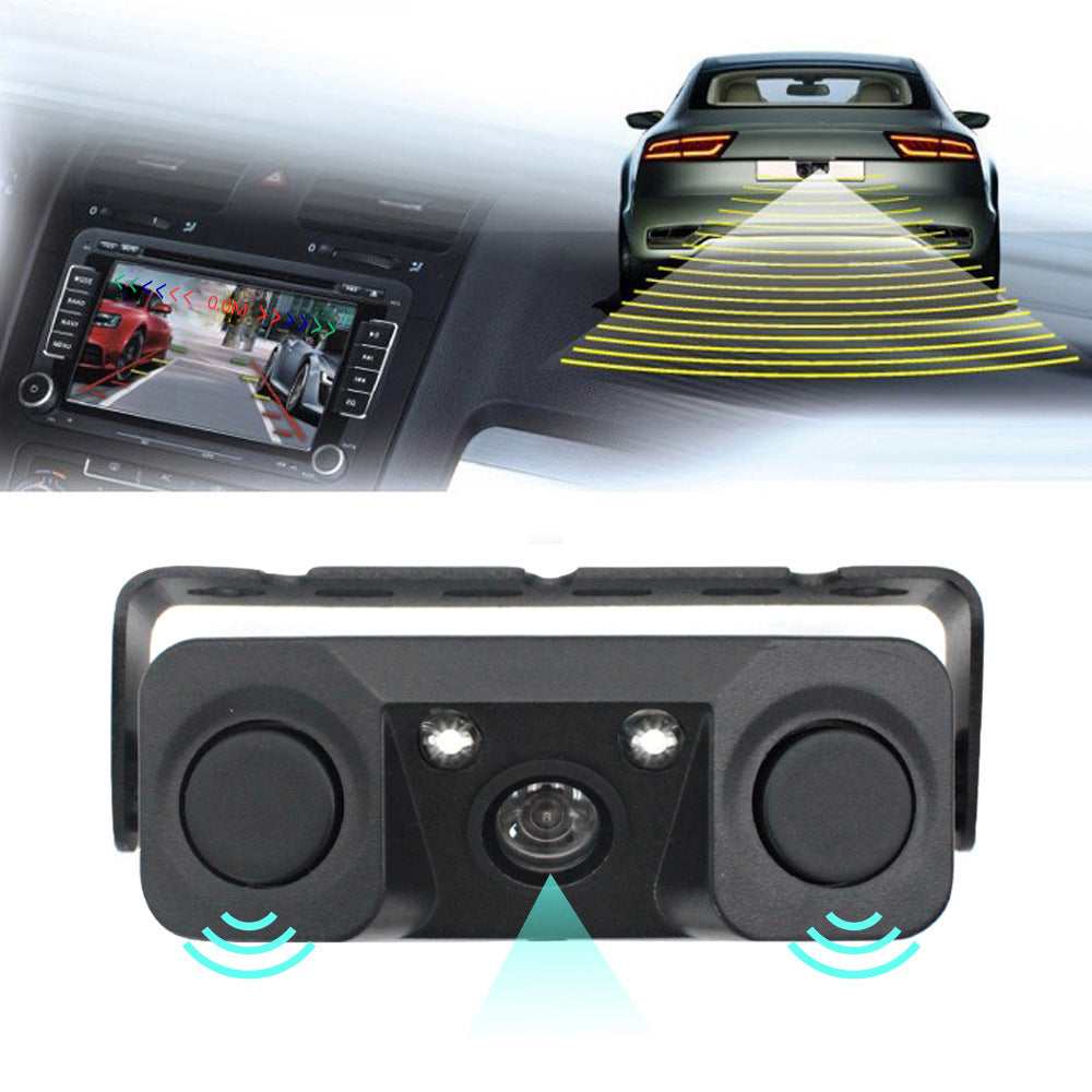 3-in-1 Car Reversing Camera & Parking Sensor System with Monitor - License Plate Frame Mount, Waterproof & Night Vision(black) Tristar Online