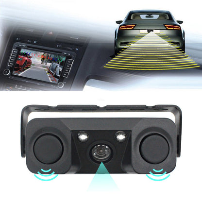 3-in-1 Car Reversing Camera & Parking Sensor System with Monitor - License Plate Frame Mount, Waterproof & Night Vision(black) Tristar Online