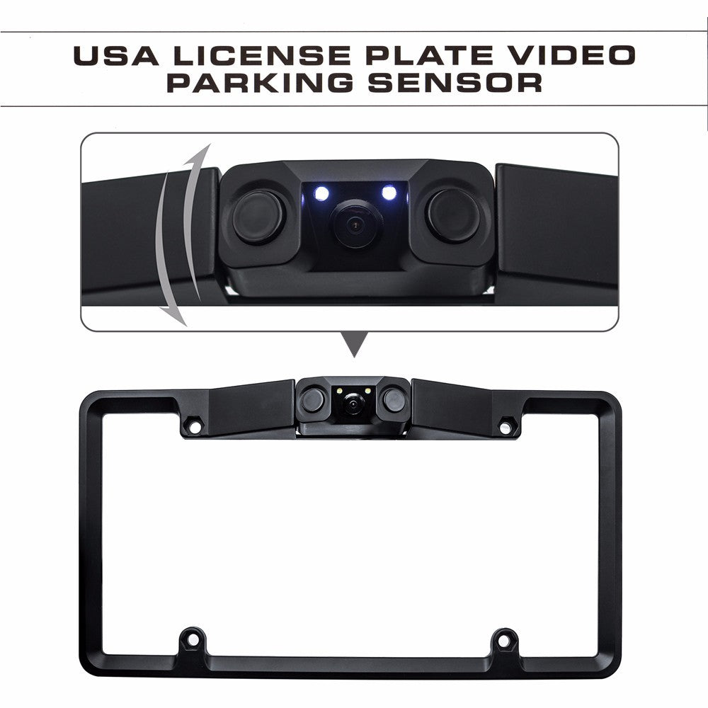 3-in-1 Car Reversing Camera & Parking Sensor System with Monitor - License Plate Frame Mount, Waterproof & Night Vision(black) Tristar Online