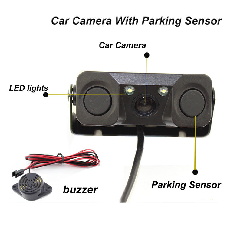 3-in-1 Car Reversing Camera & Parking Sensor System with Monitor - License Plate Frame Mount, Waterproof & Night Vision(black) Tristar Online
