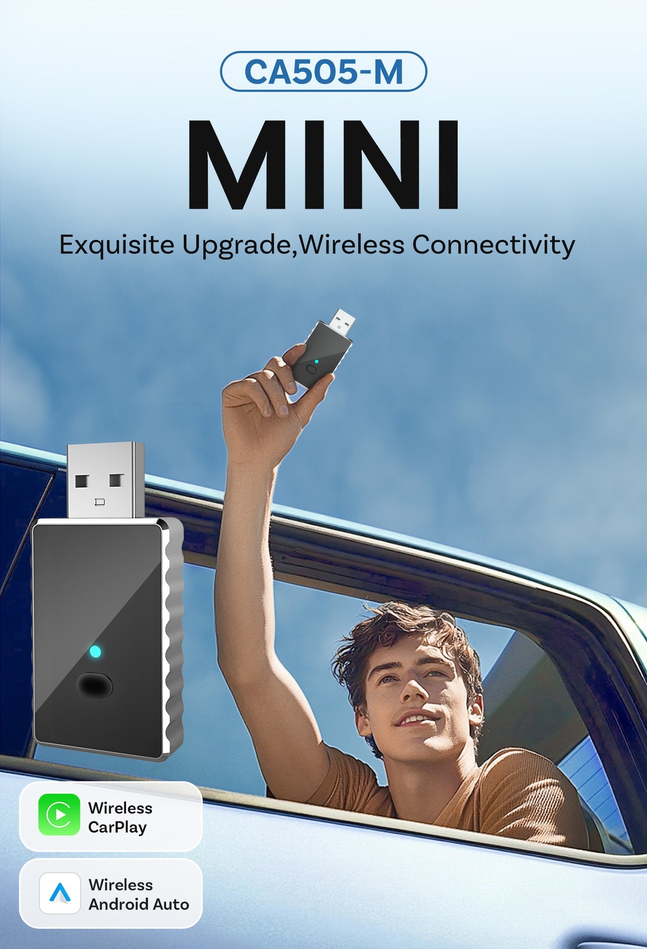 Mini 2-in-1 Wireless CarPlay & Android Auto Adapter - 5GHz WiFi 6, Bluetooth 5.4, Plug & Play Dongle(black) Tristar Online