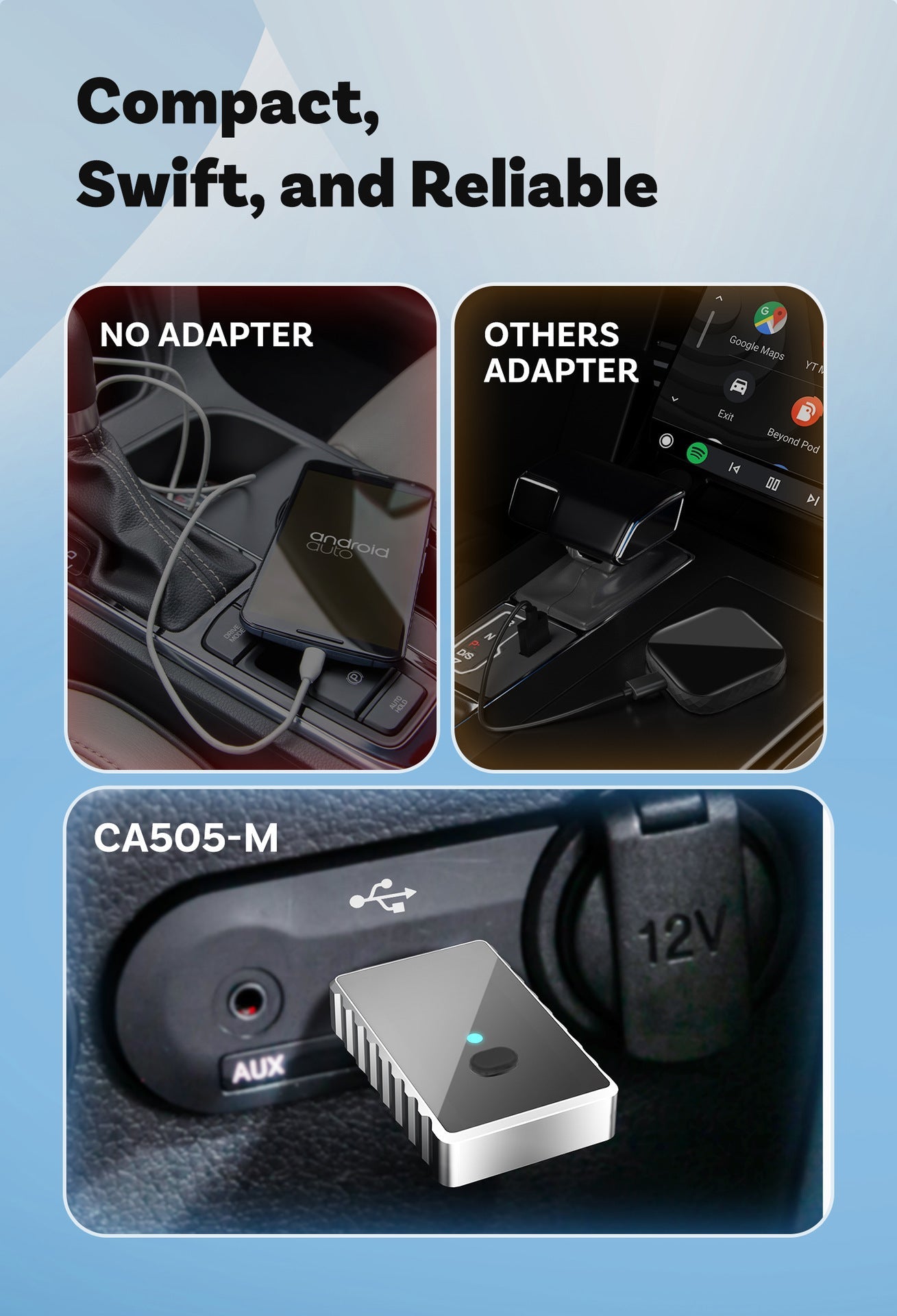 Mini 2-in-1 Wireless CarPlay & Android Auto Adapter - 5GHz WiFi 6, Bluetooth 5.4, Plug & Play Dongle(black) Tristar Online