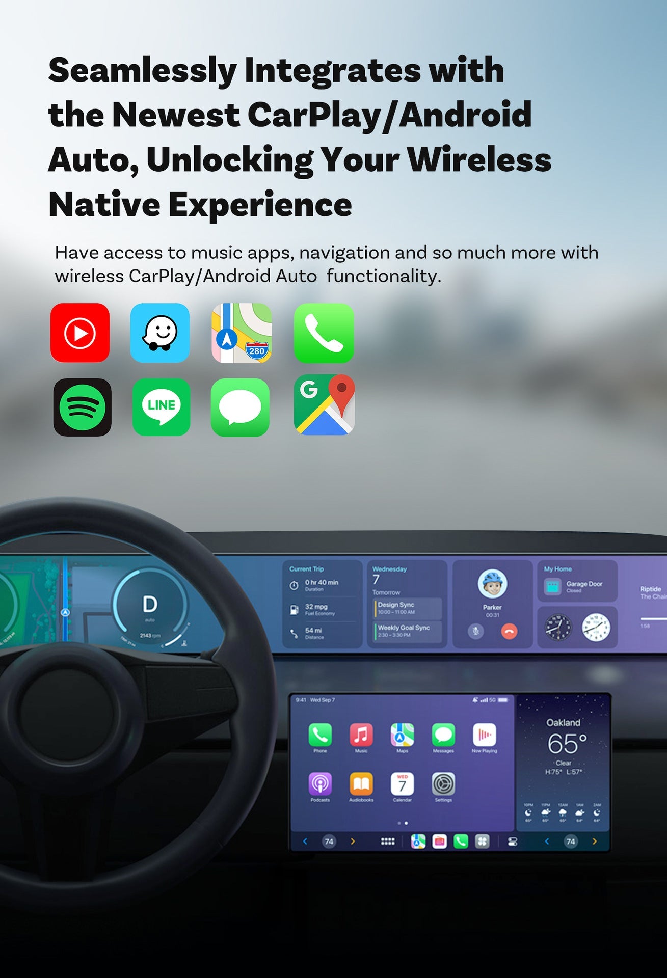 Mini 2-in-1 Wireless CarPlay & Android Auto Adapter - 5GHz WiFi 6, Bluetooth 5.4, Plug & Play Dongle(black) Tristar Online