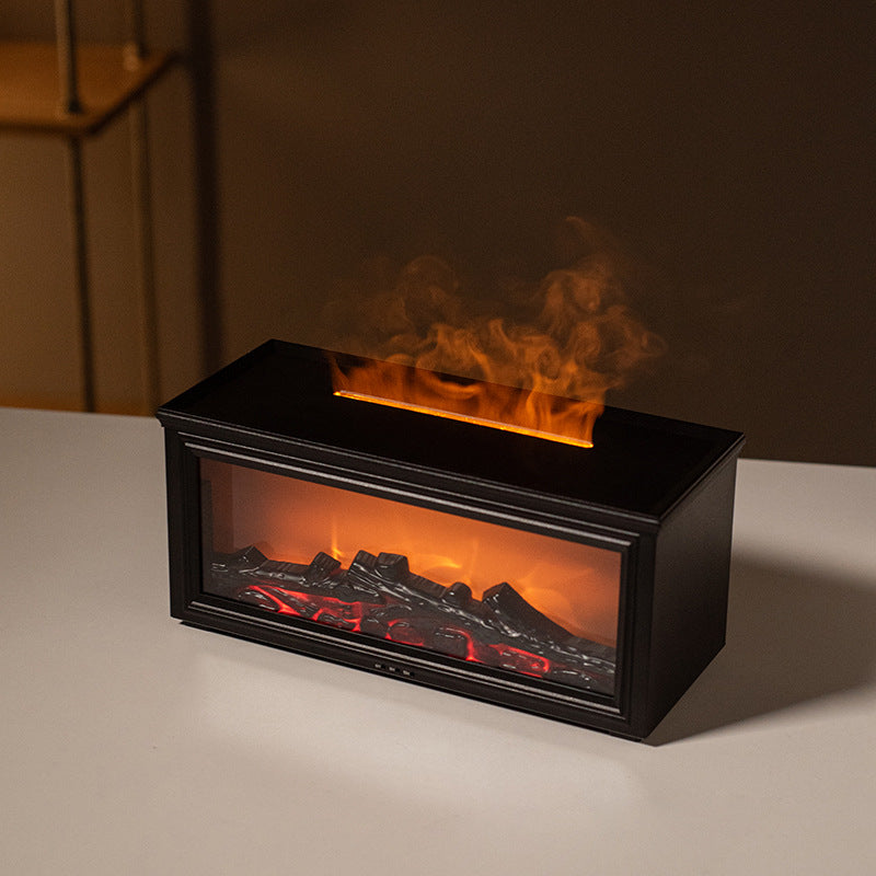 Fireplace Flame Effect Aroma Diffuser & Humidifier with 7-Colour Light, Timer & Remote Control(black) Tristar Online