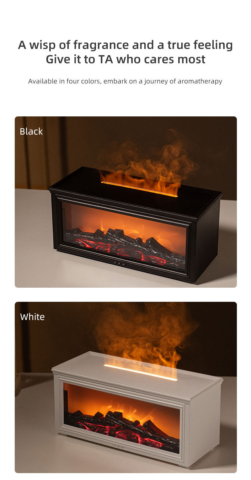 Fireplace Flame Effect Aroma Diffuser & Humidifier with 7-Colour Light, Timer & Remote Control(black) Tristar Online
