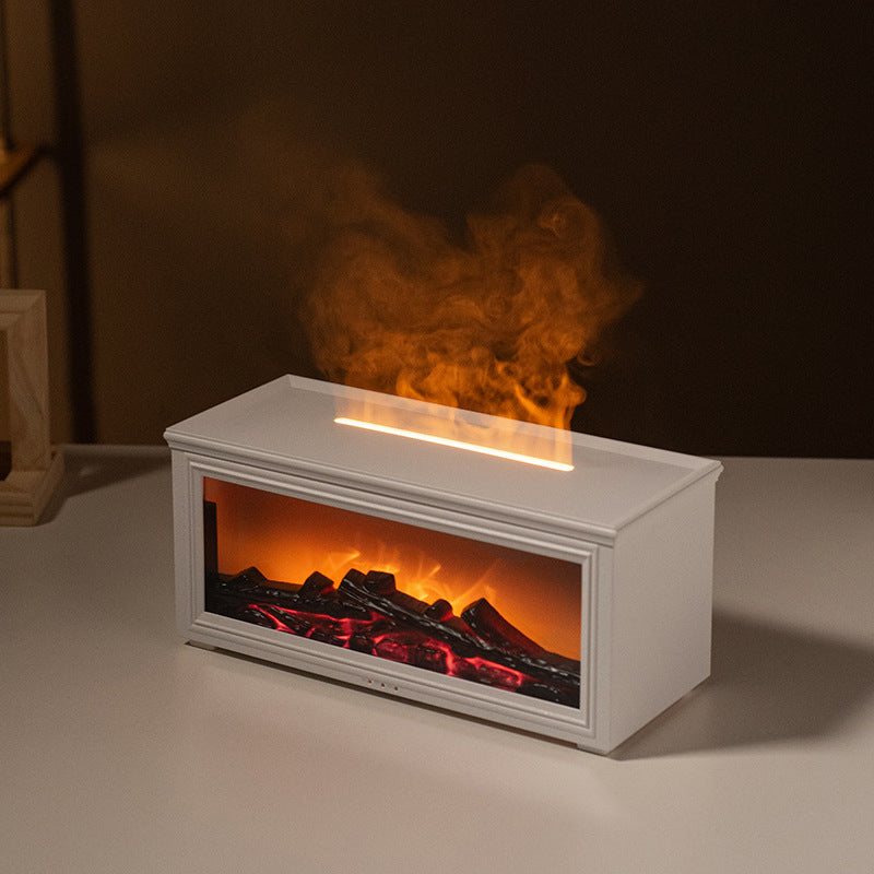 Fireplace Flame Effect Aroma Diffuser & Humidifier with 7-Colour Light, Timer & Remote Control(White) Tristar Online