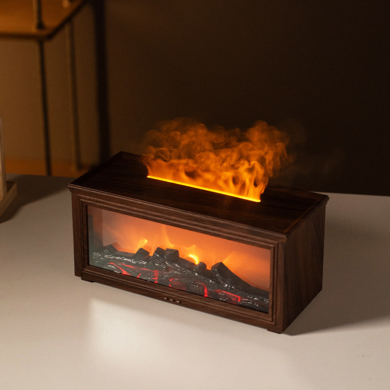 Fireplace Flame Effect Aroma Diffuser & Humidifier with 7-Colour Light, Timer & Remote Control(Dark Wood Grain) Tristar Online