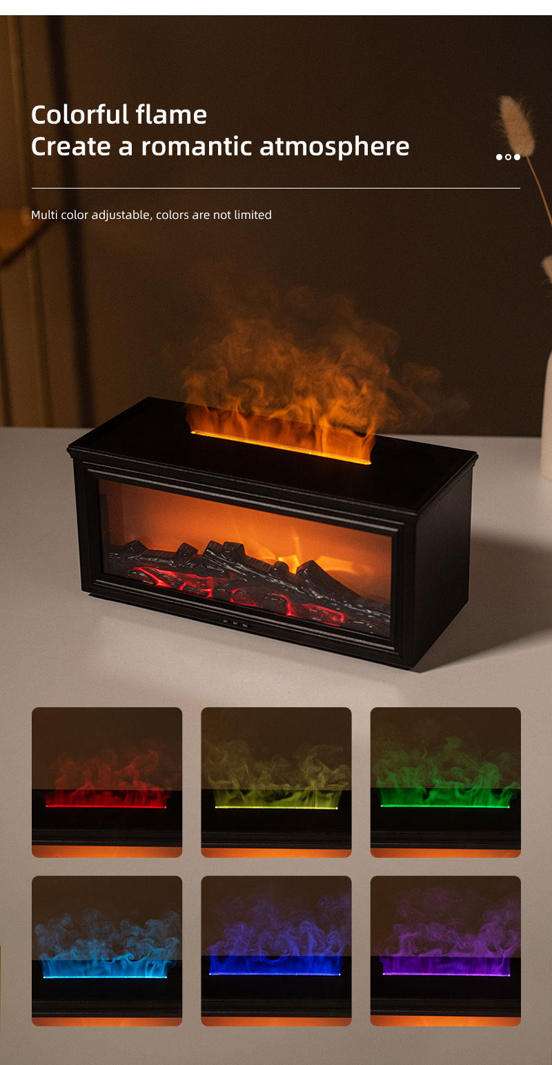 Fireplace Flame Effect Aroma Diffuser & Humidifier with 7-Colour Light, Timer & Remote Control(Dark Wood Grain) Tristar Online