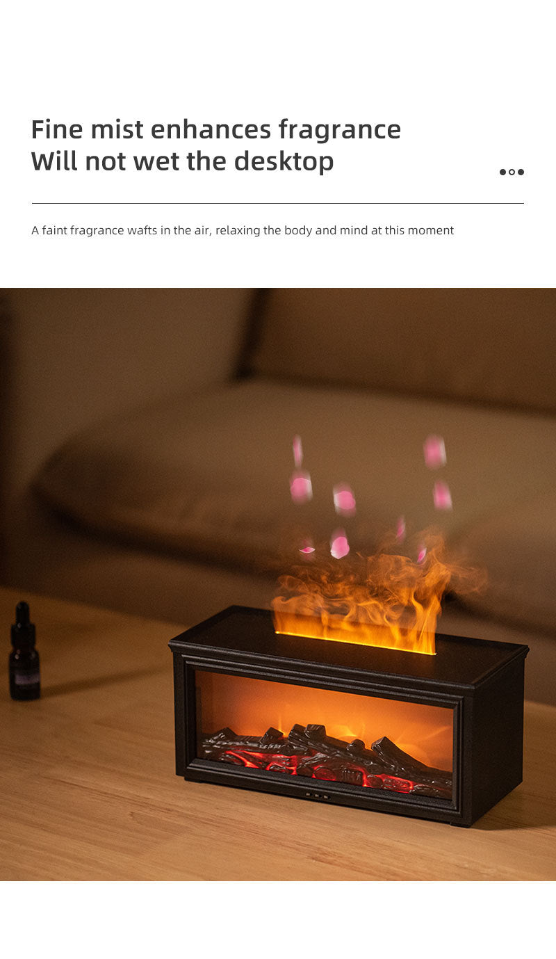 Fireplace Flame Effect Aroma Diffuser & Humidifier with 7-Colour Light, Timer & Remote Control(Dark Wood Grain) Tristar Online