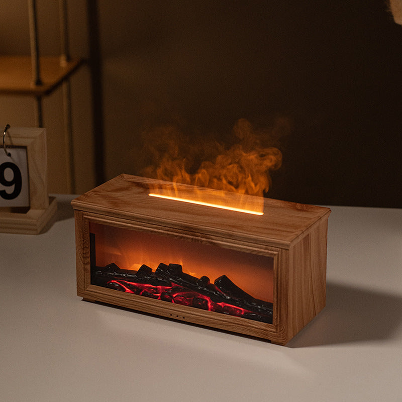 Fireplace Flame Effect Aroma Diffuser & Humidifier with 7-Colour Light, Timer & Remote Control(Light Wood Grain) Tristar Online