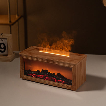 Fireplace Flame Effect Aroma Diffuser & Humidifier with 7-Colour Light, Timer & Remote Control(Light Wood Grain) Tristar Online