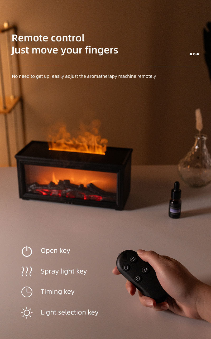 Fireplace Flame Effect Aroma Diffuser & Humidifier with 7-Colour Light, Timer & Remote Control(Light Wood Grain) Tristar Online