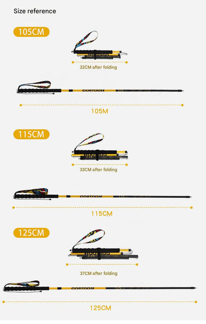 Ultralight Carbon Fiber Foldable Trail Running & Hiking Pole(yellow  Recommended height range 155-165cm) Tristar Online