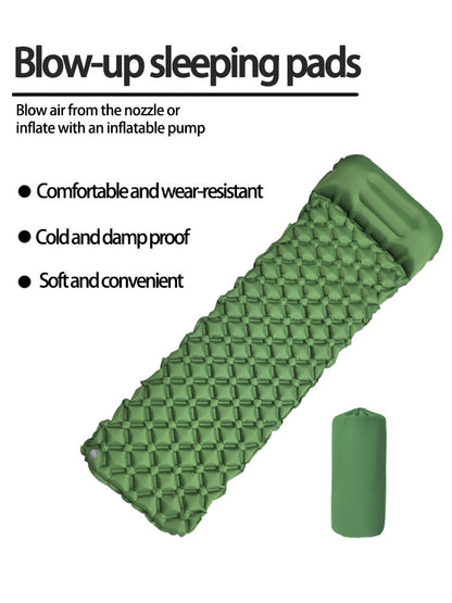 2pc Ultralight Inflatable Camping Sleeping Mat with Integrated Pillow - Waterproof 40D Nylon TPU(Grey) Tristar Online