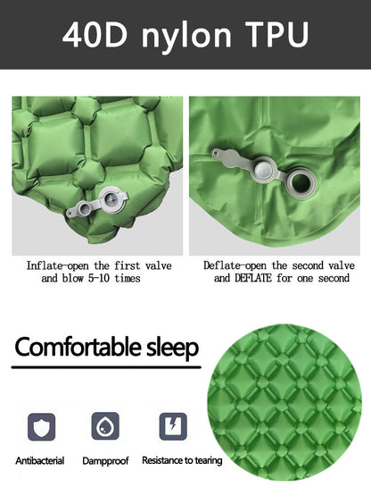 2pc Ultralight Inflatable Camping Sleeping Mat with Integrated Pillow - Waterproof 40D Nylon TPU(Orange) Tristar Online