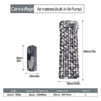 2pc Ultralight Inflatable Camping Sleeping Mat with Integrated Pillow - Waterproof 40D Nylon TPU(Camouflage) Tristar Online