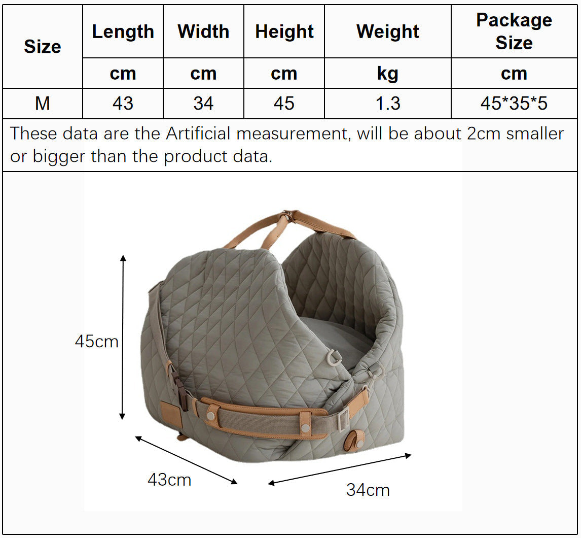 Luxury Quilted 2-in-1 Pet Travel Carrier & Car Booster Seat for Small Dogs(Blue-gray) Tristar Online