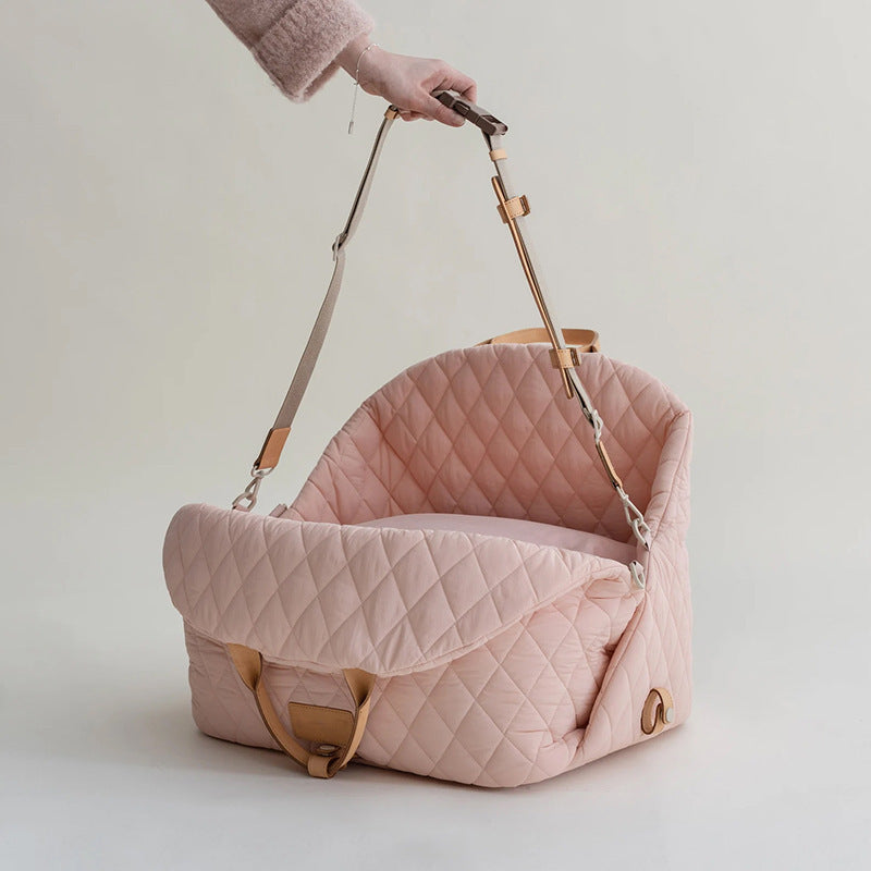 Luxury Quilted 2-in-1 Pet Travel Carrier & Car Booster Seat for Small Dogs(Pink) Tristar Online