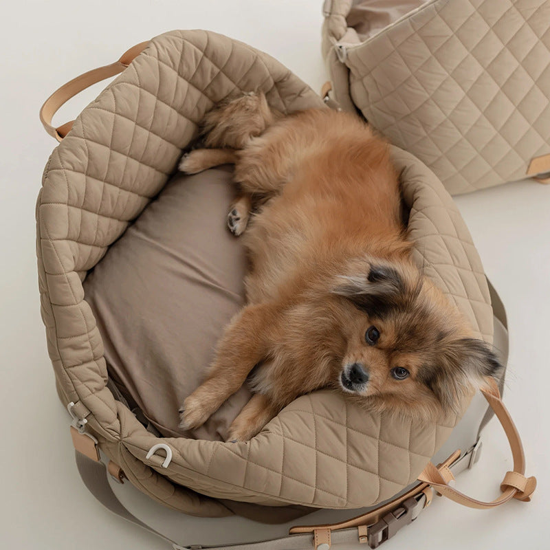 Luxury Quilted 2-in-1 Pet Travel Carrier & Car Booster Seat for Small Dogs(Camel) Tristar Online