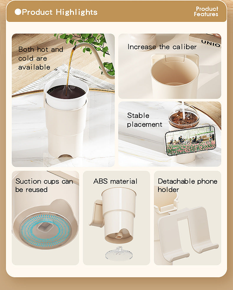 Multi-Purpose Anti-Spill Cup Holder with Suction Base & Detachable Phone Stand(black) Tristar Online