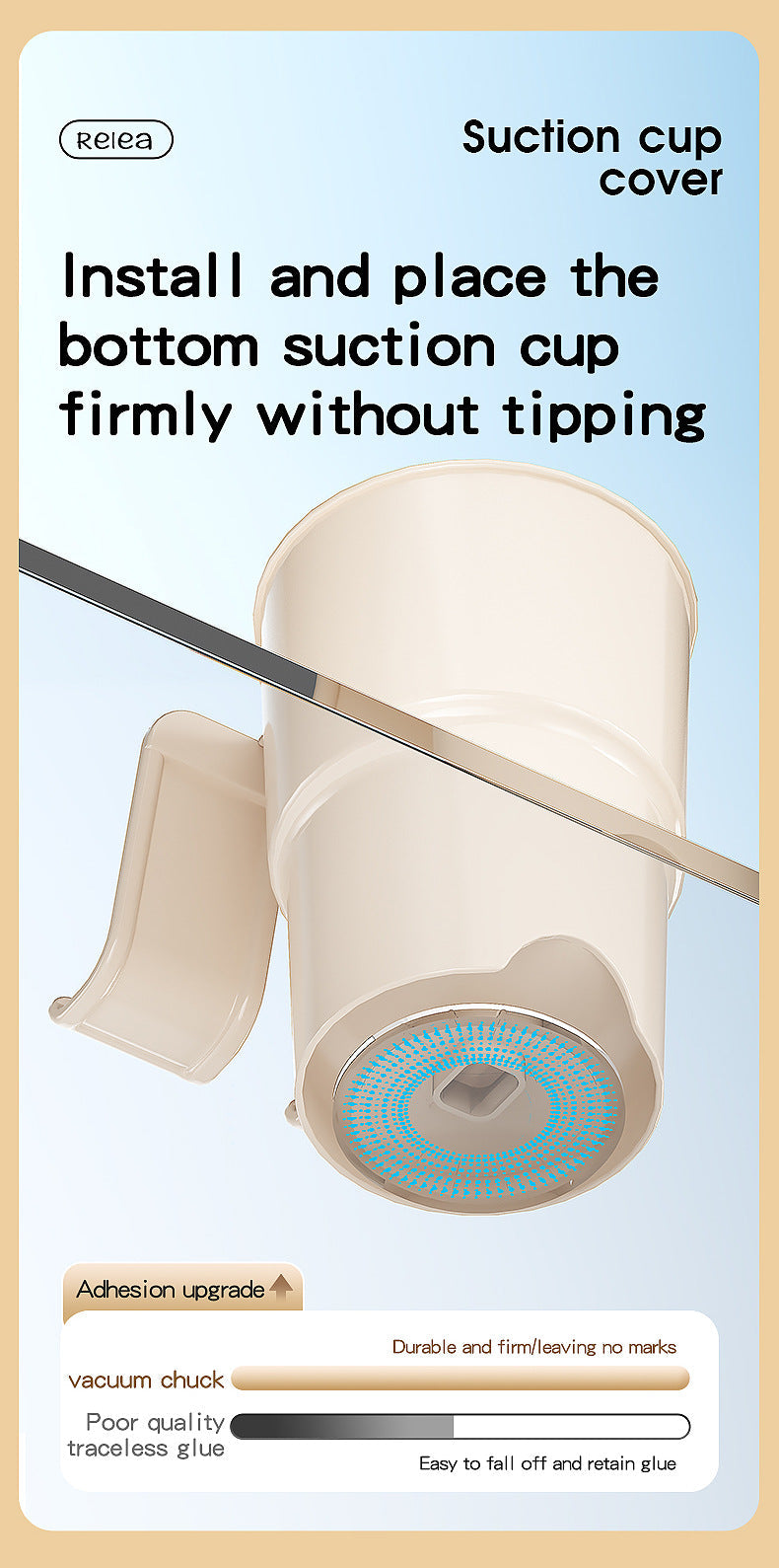 Multi-Purpose Anti-Spill Cup Holder with Suction Base & Detachable Phone Stand(white) Tristar Online