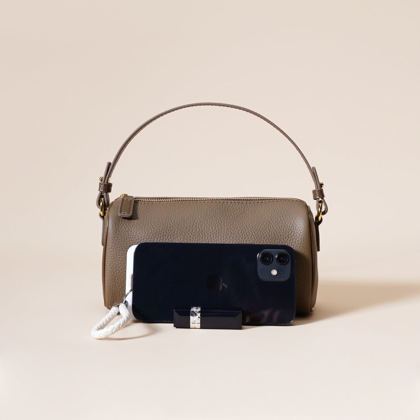 Genuine Leather Boston Bag - Mini Barrel Crossbody & Top Handle Purse(grey) Tristar Online