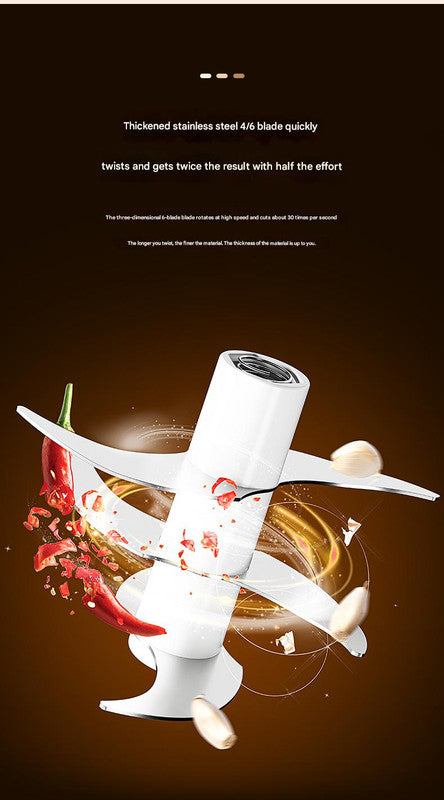 Powerful Mini Electric Food Chopper - USB Rechargeable Cordless Garlic & Meat Mincer(Blue 250ml + 4-blade knife) Tristar Online