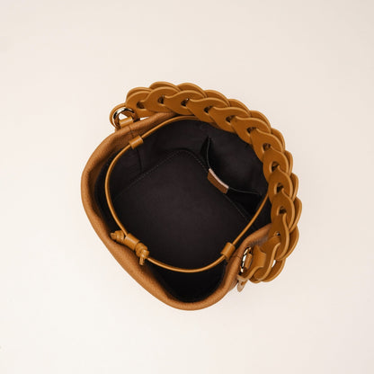 Genuine Leather Mini Bucket Bag with Braided Handle - Chic Drawstring Crossbody Purse(Black) Tristar Online