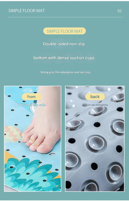 Non-Slip PVC Bath & Shower Mat with Suction Cups and Drainage Holes - Cartoon Ocean Theme(Black Whale) Tristar Online