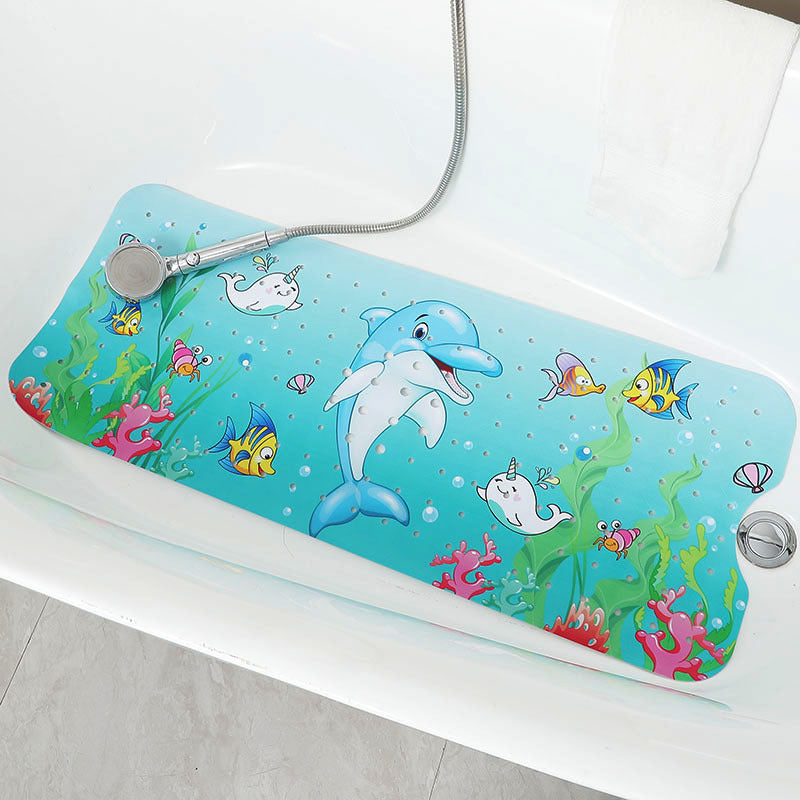Non-Slip PVC Bath & Shower Mat with Suction Cups and Drainage Holes - Cartoon Ocean Theme(Dolphin) Tristar Online