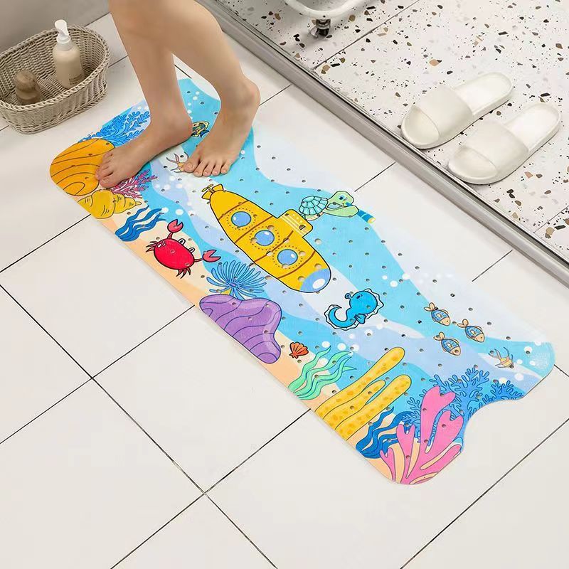 Non-Slip PVC Bath & Shower Mat with Suction Cups and Drainage Holes - Cartoon Ocean Theme(Submarine) Tristar Online
