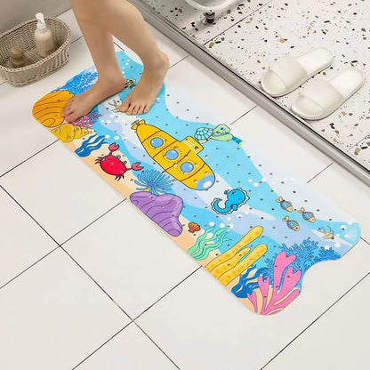 Non-Slip PVC Bath & Shower Mat with Suction Cups and Drainage Holes - Cartoon Ocean Theme(Submarine) Tristar Online