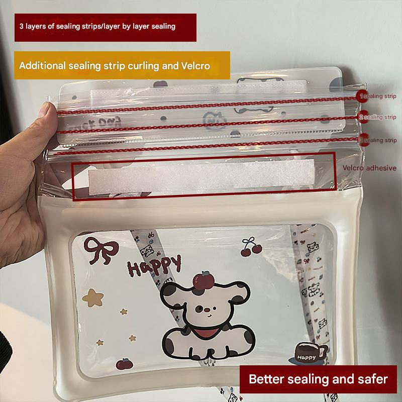 2 Pcs Cartoon Dog Pattern On White Background Cute Floating Waterproof Pouch - Touch-Sensitive Screen & Adjustable Strap Tristar Online