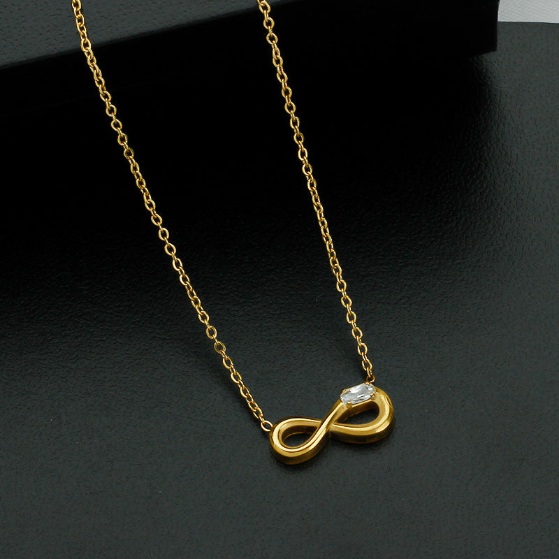 Style 1 Gold Infinity Necklace for Women - Dainty Titanium Steel Pendant with Sparkling Cubic Zirconia Tristar Online