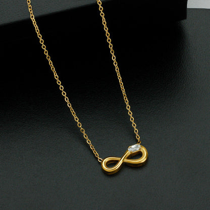Style 1 Gold Infinity Necklace for Women - Dainty Titanium Steel Pendant with Sparkling Cubic Zirconia Tristar Online