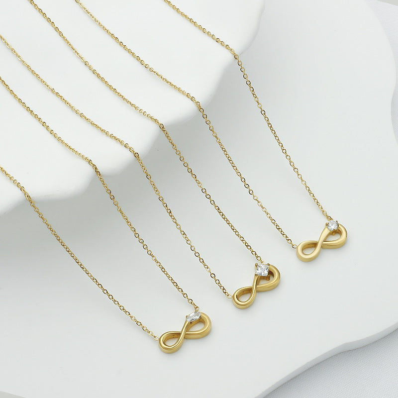 Style 1 Gold Infinity Necklace for Women - Dainty Titanium Steel Pendant with Sparkling Cubic Zirconia Tristar Online
