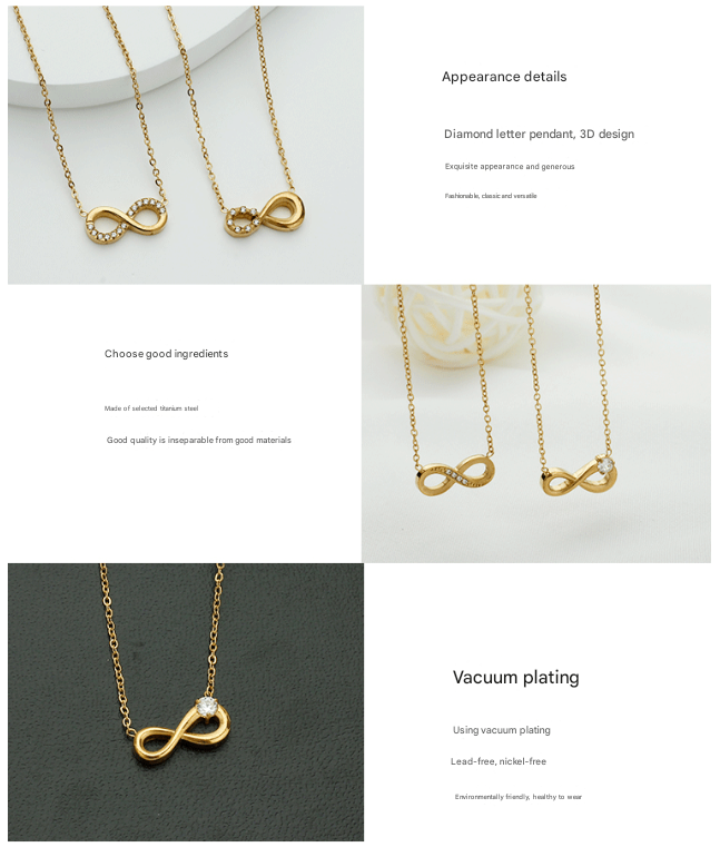 Style 1 Gold Infinity Necklace for Women - Dainty Titanium Steel Pendant with Sparkling Cubic Zirconia Tristar Online