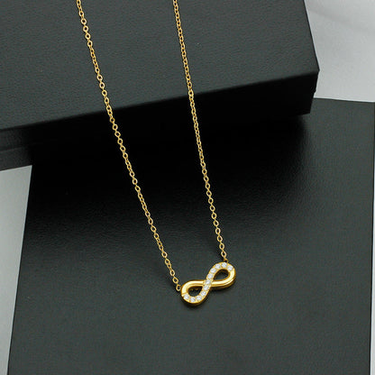 Style 2 Gold Infinity Necklace for Women - Dainty Titanium Steel Pendant with Sparkling Cubic Zirconia Tristar Online