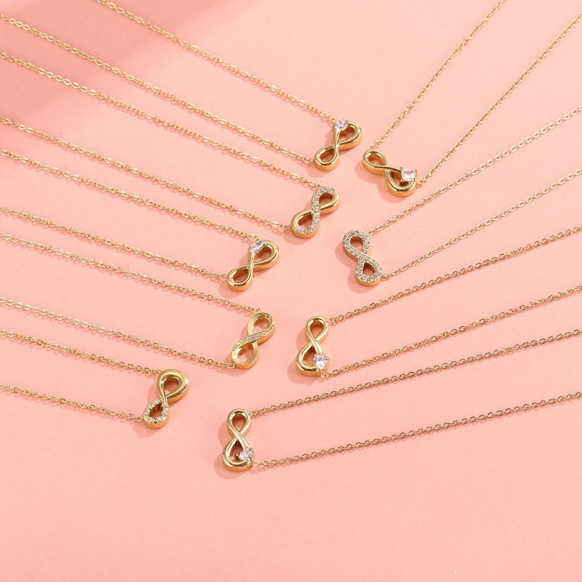 Style 2 Gold Infinity Necklace for Women - Dainty Titanium Steel Pendant with Sparkling Cubic Zirconia Tristar Online