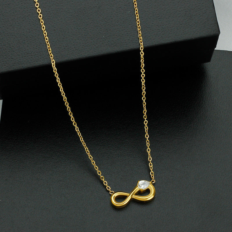 Style 3 Gold Infinity Necklace for Women - Dainty Titanium Steel Pendant with Sparkling Cubic Zirconia Tristar Online