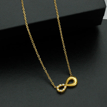 Style 4 Gold Infinity Necklace for Women - Dainty Titanium Steel Pendant with Sparkling Cubic Zirconia Tristar Online