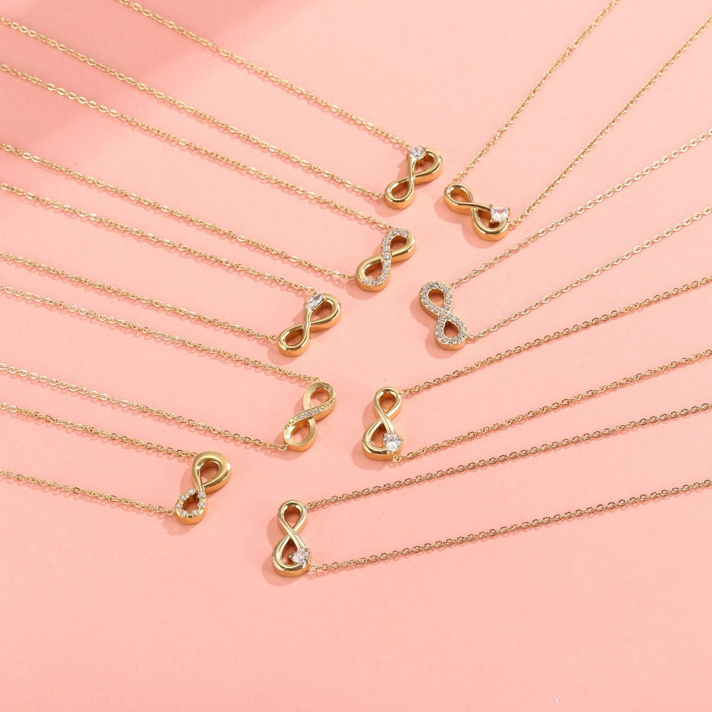 Style 4 Gold Infinity Necklace for Women - Dainty Titanium Steel Pendant with Sparkling Cubic Zirconia Tristar Online