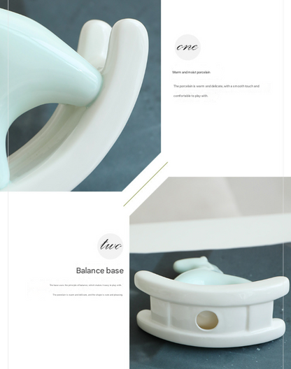 Green Modern Ceramic Rocking Horse Ornament - Cute Porcelain Figurine for Desk & Shelf Decor Tristar Online