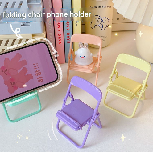 Color Mixing Adorable Mini Folding Chair Phone Stand - 4 Pack Cute Desktop Holder for Hands-Free Viewing Tristar Online