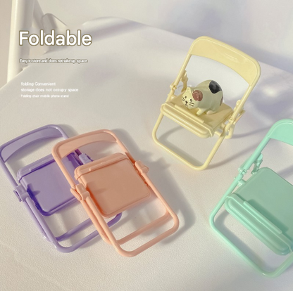 Color Mixing Adorable Mini Folding Chair Phone Stand - 4 Pack Cute Desktop Holder for Hands-Free Viewing Tristar Online