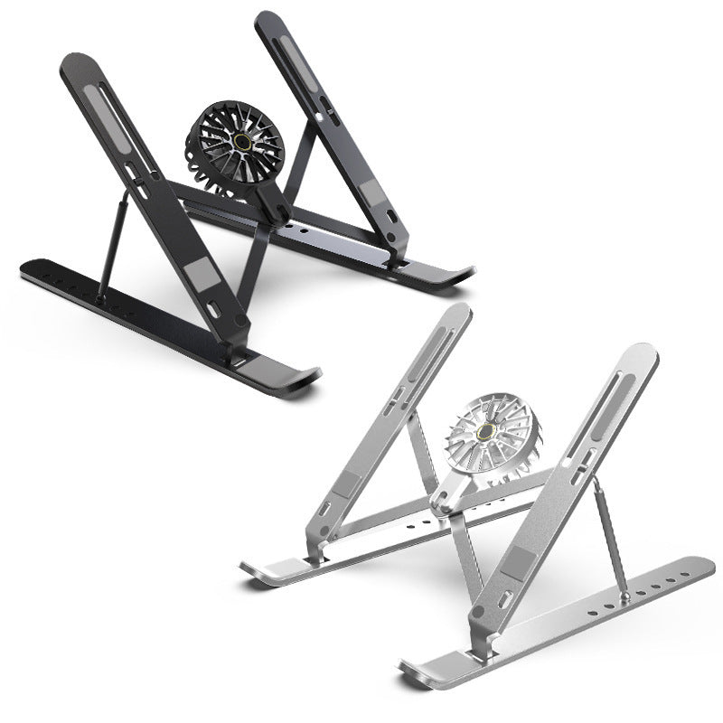 Silver Adjustable Aluminum Laptop Stand with Detachable Cooling Fan - Portable Ergonomic Riser for Desk Tristar Online