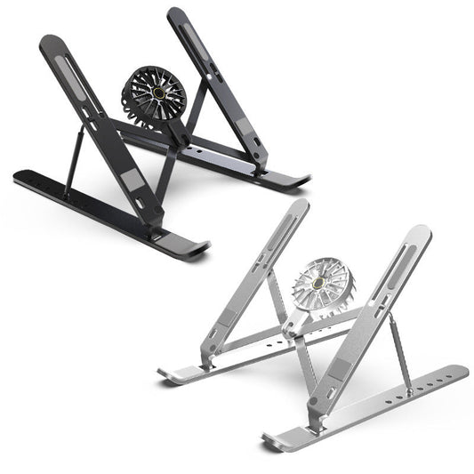 Silver Adjustable Aluminum Laptop Stand with Detachable Cooling Fan - Portable Ergonomic Riser for Desk Tristar Online