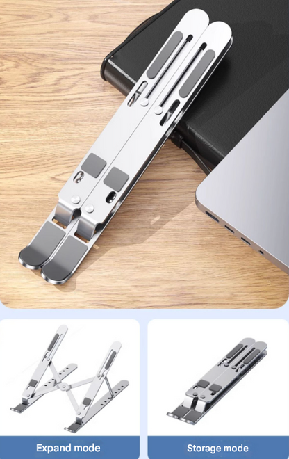 Silver Adjustable Aluminum Laptop Stand with Detachable Cooling Fan - Portable Ergonomic Riser for Desk Tristar Online