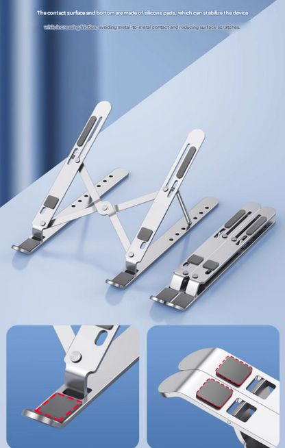 Black Adjustable Aluminum Laptop Stand with Detachable Cooling Fan - Portable Ergonomic Riser for Desk Tristar Online